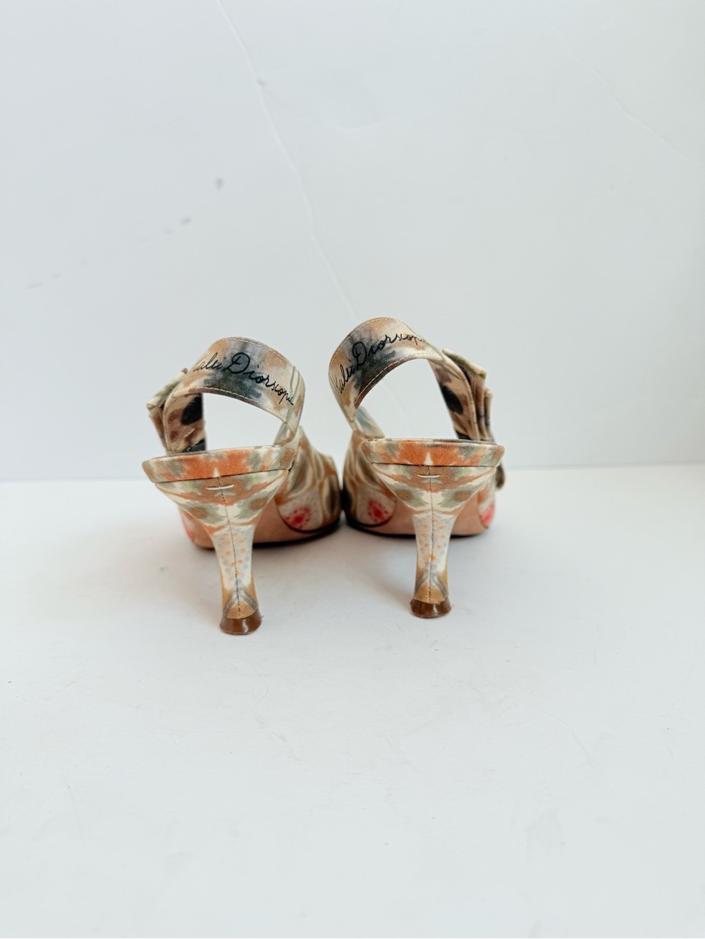 Christian Dior Kaliediorscope Slingback Pumps 37 Multicolor Bow Kitten Heels - Picture 6 of 12